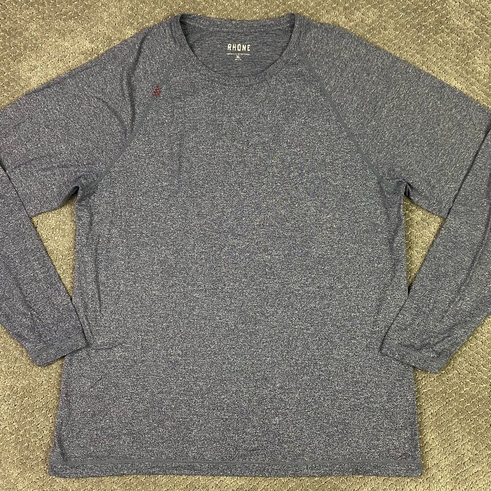 Rhone Shirt Men's XL Blue Heather Reign Long Sleeve Performance Gym Base Layer